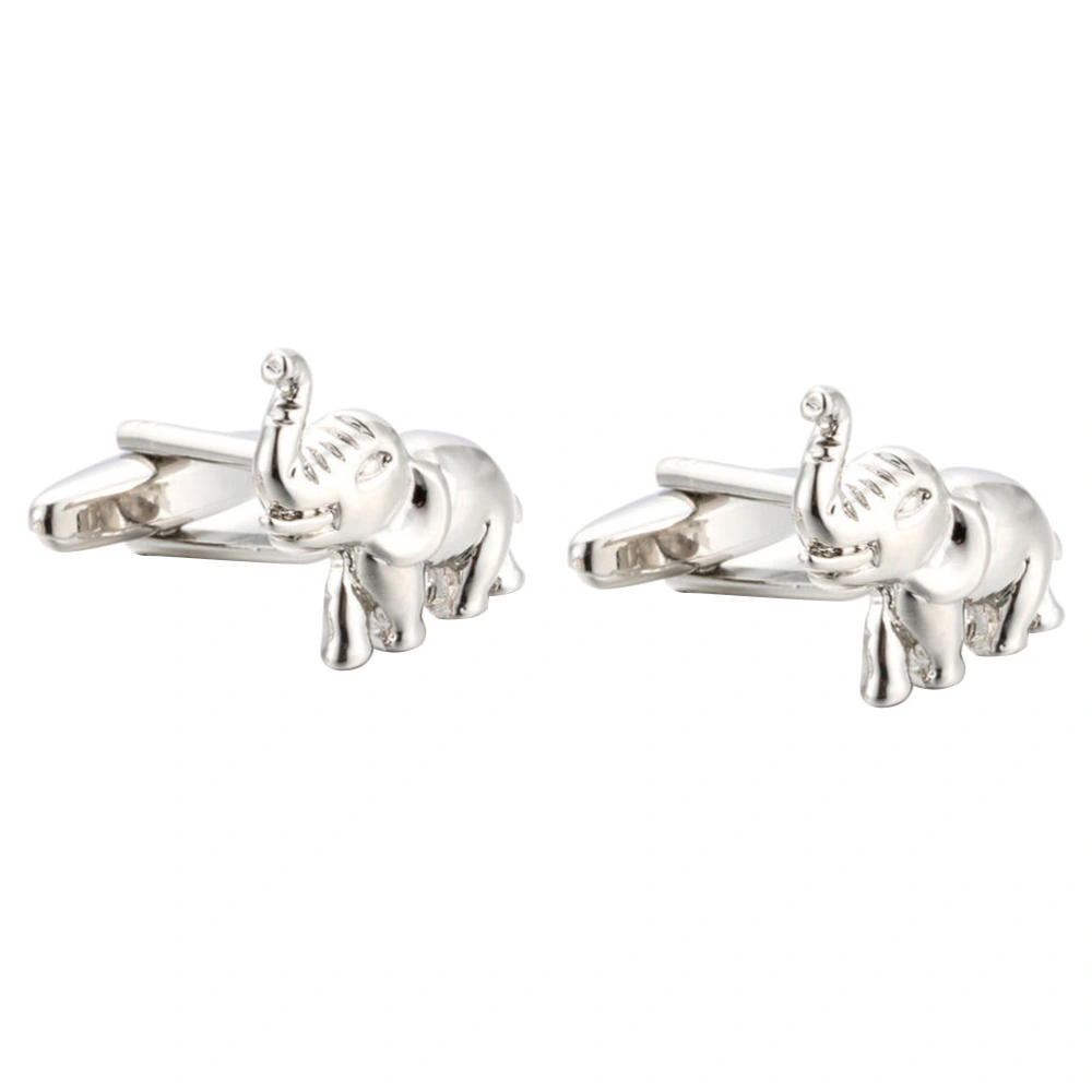 1 Pair of Elephant Shape Shirt Sleeve Cuff Studs Fashion Wedding Cuff Links Cufflinks (Silver)