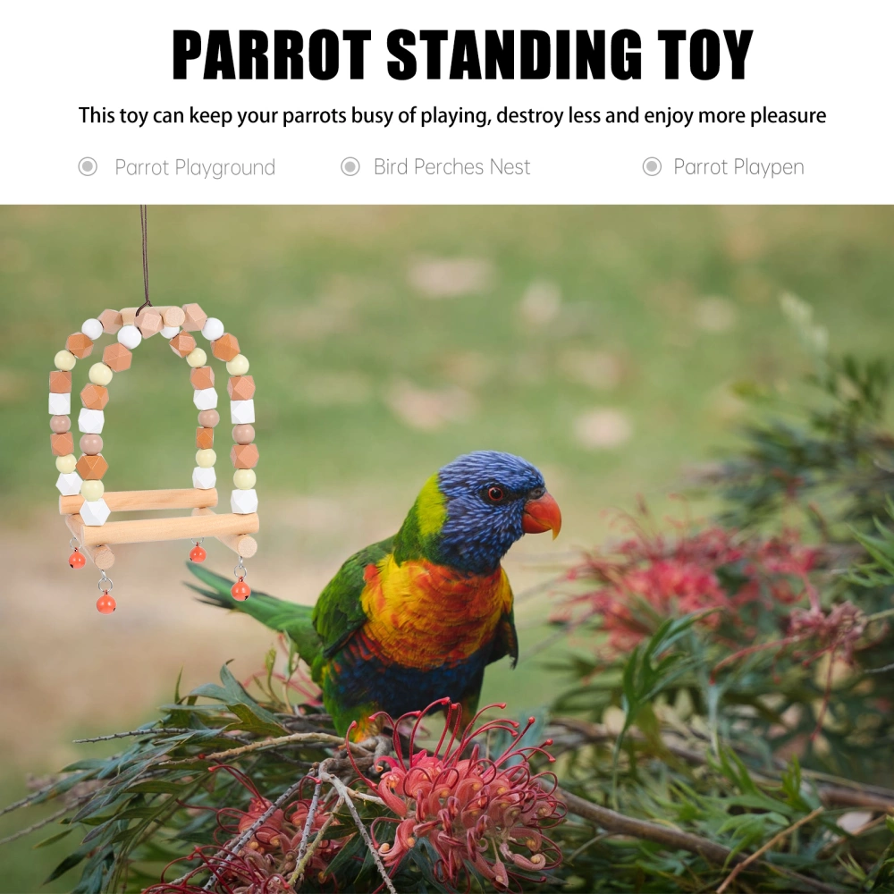 1pc Parrot Standing Toy Bird Parrot Wooden Toy Bird Stand Rack Biting Toy