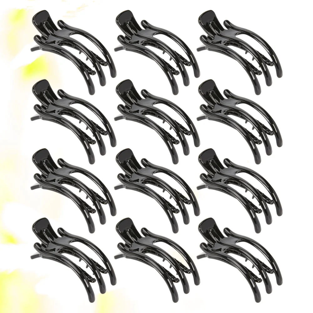 12pcs Toothed Hair Ponytail Holder Plastic Hair Clips Hair Comb Hair Accessories Hair Supplies Woman Decor for Women Girls (Black)