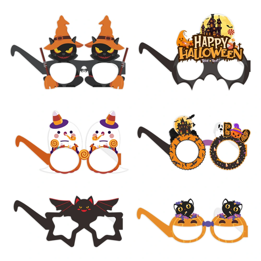 6pcs Paper Halloween Eyeglasses Novelty Halloween Party Favors Funny Eyeglasses