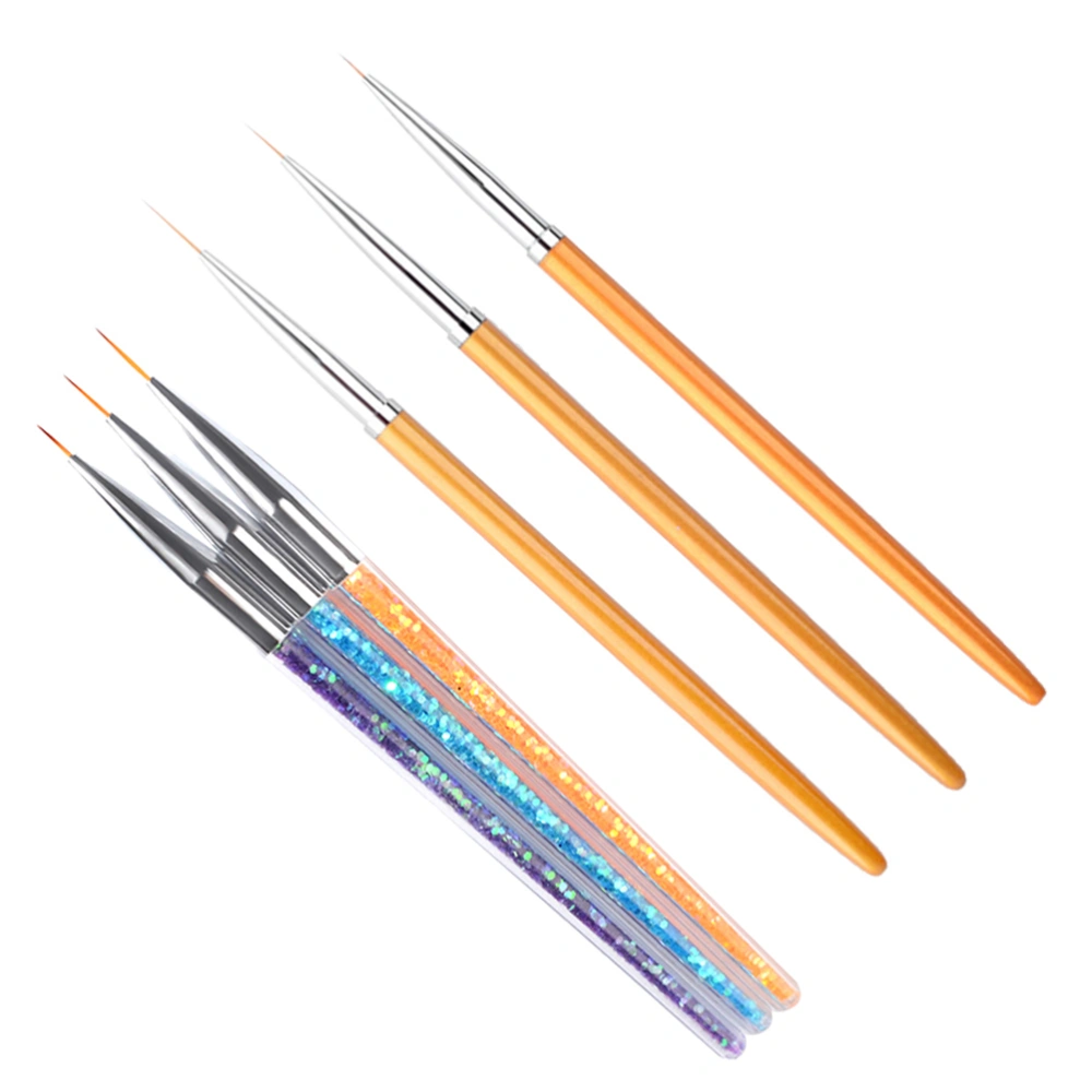 6pcs Nail Art Painting Pen Light Therapy Pen Carving Brush Pen Drawing Brushes Manicure Tools (3pcs Sequined Rods and 3pcs Golden Rods)