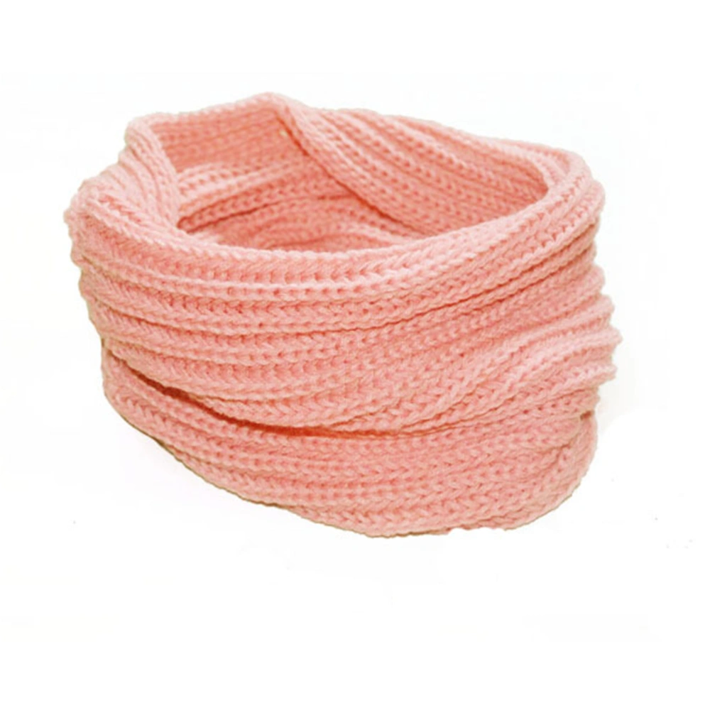 Women Winter Warm One Circle Knit Wool Blend Cowl Loop Scarf Shawl Thick Neckerchief (Pink)