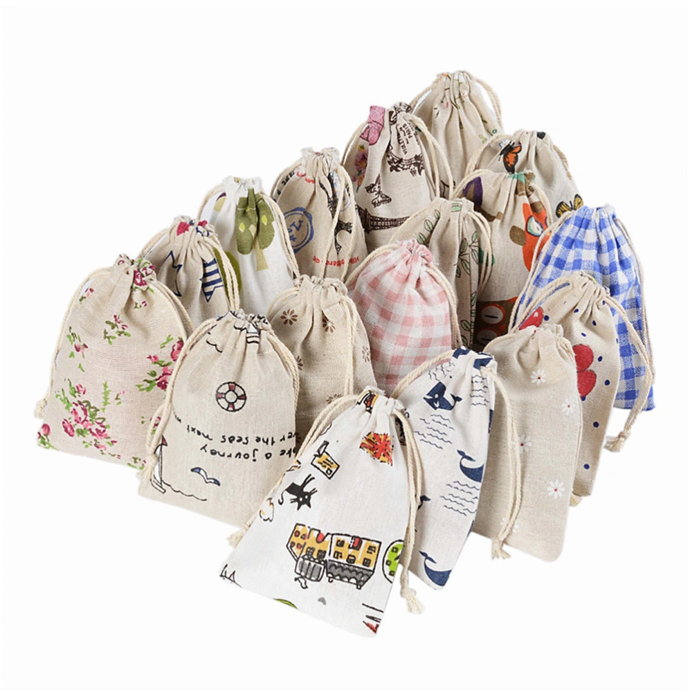 10pcs Linen Drawstring Gift Bag Pouch Rustic Wedding Favors (Owl Pattern)