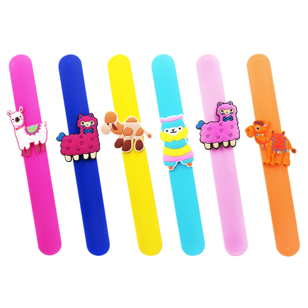 6pcs Children Slap Bracelet Alpaca Wristbands Decoration Kids Silicone Bracelet for Gifts Birthday Party and School Rewards (Assorted Pattern)