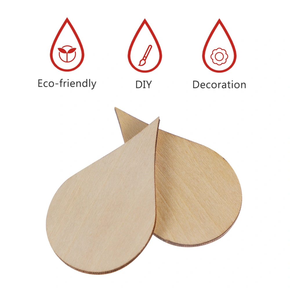 Amosfun 20pcs 50mm Wood Slices Water Drop Shaped Wood Pieces Handmade Eco-friendly DIY Wood Chips for Arts Crafts