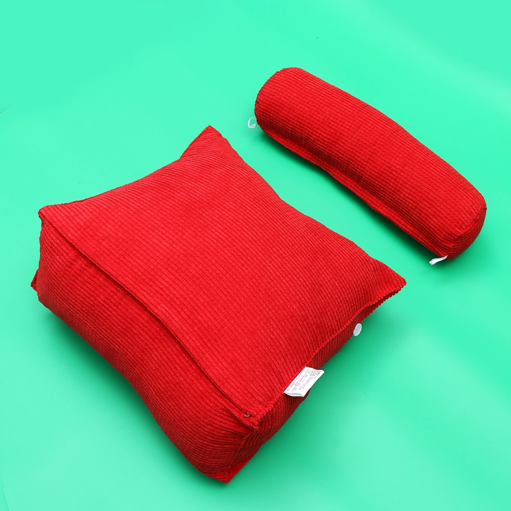 Bed Triangular Cushion Bedside Rest Neck Support Pillow Backrest Lounger Lazy Office Chair Pillow for Living Room Bedroom Reading Household Decor (Red)