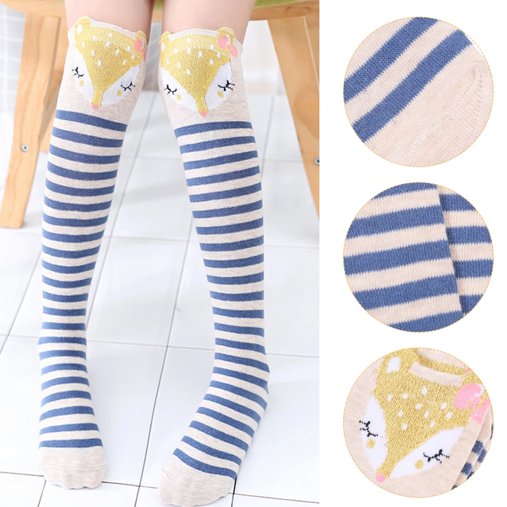 1 Pair Girls Knee High Socks Fun Animal Pattern Socks Cotton Mid Calf Long Boot Socks