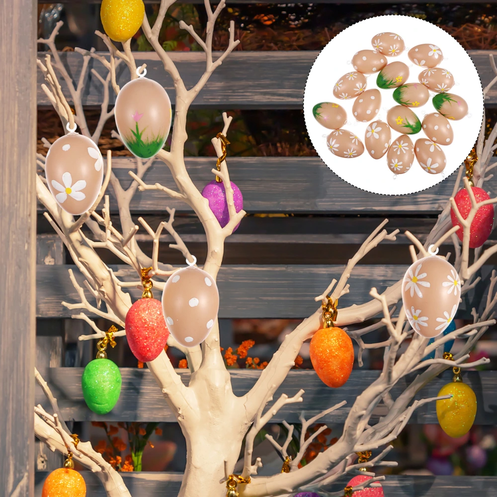 20Pcs Easter Hanging Plastic Fake Egg Pendant Festival Decoration Ornament