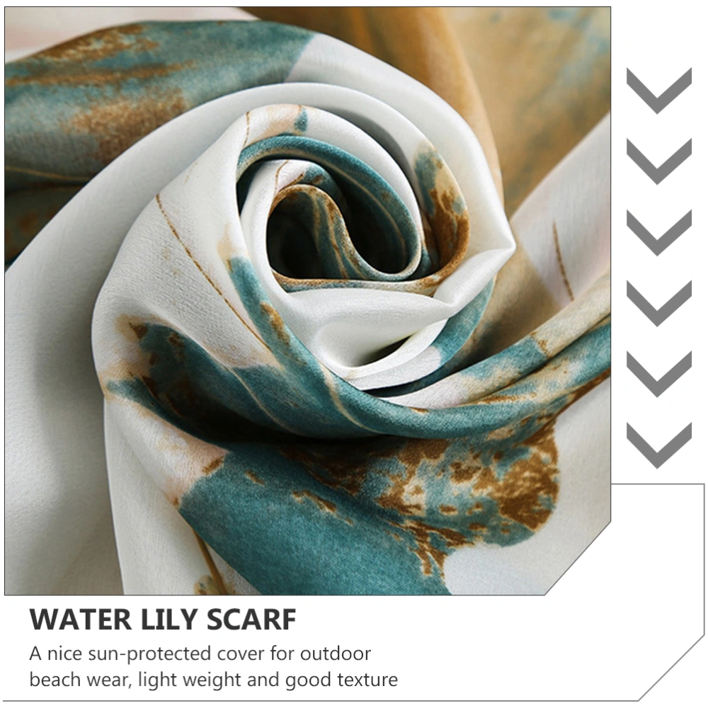 1pc Creative Ethnic Simulation Scarf Water Lily Scarf Simulation Silk Shawl