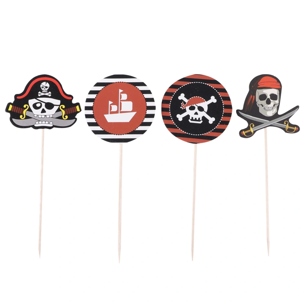 40pcs Pirate Cake Supplies Halloween Party Decoration Cake Toppers Baking Cake Cupcake Picks