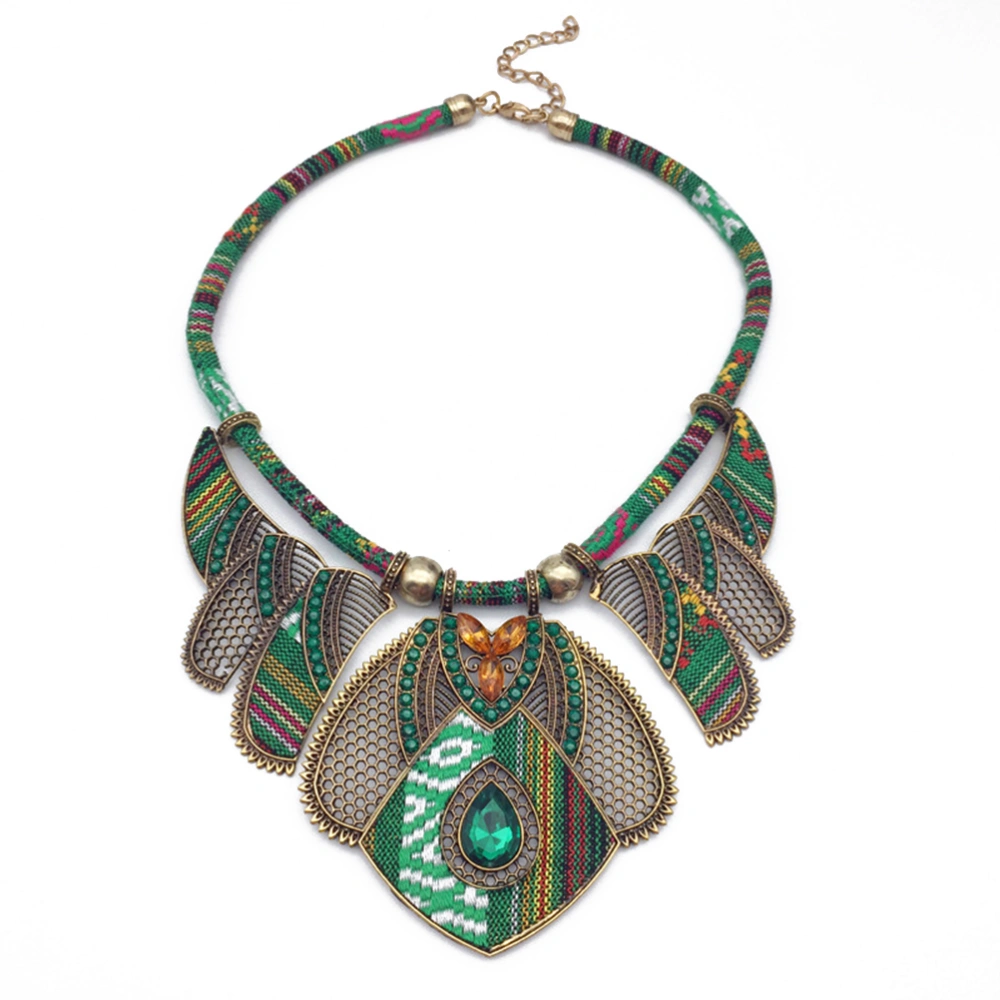 Fashion Hand Made Ethnic Choker Necklace Bib Collares Multicolor Beads Bohemia Statement Jewelry for Women Jewelry (Green)