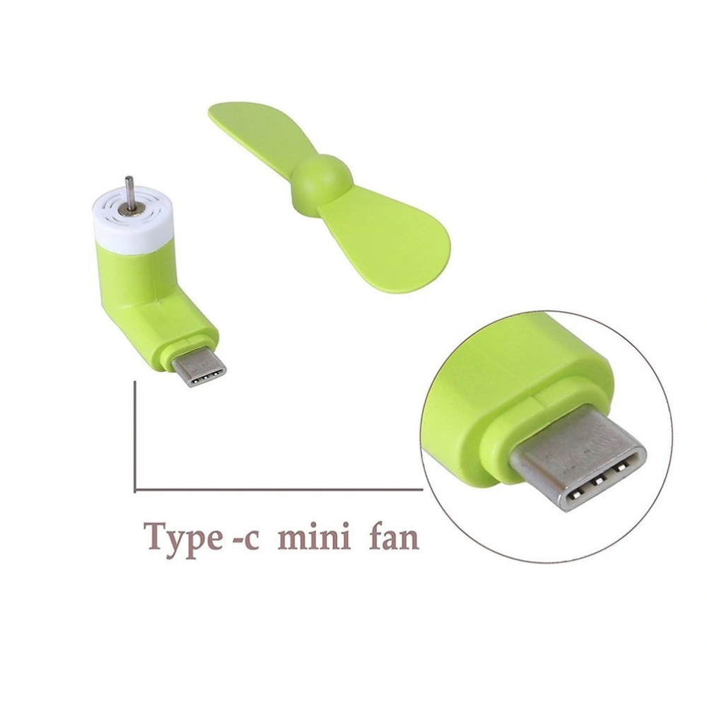 Mini Portable Type-C Smartphone Fan with Two Leaves Cooling Ventilator for Gionee S8 (Green)