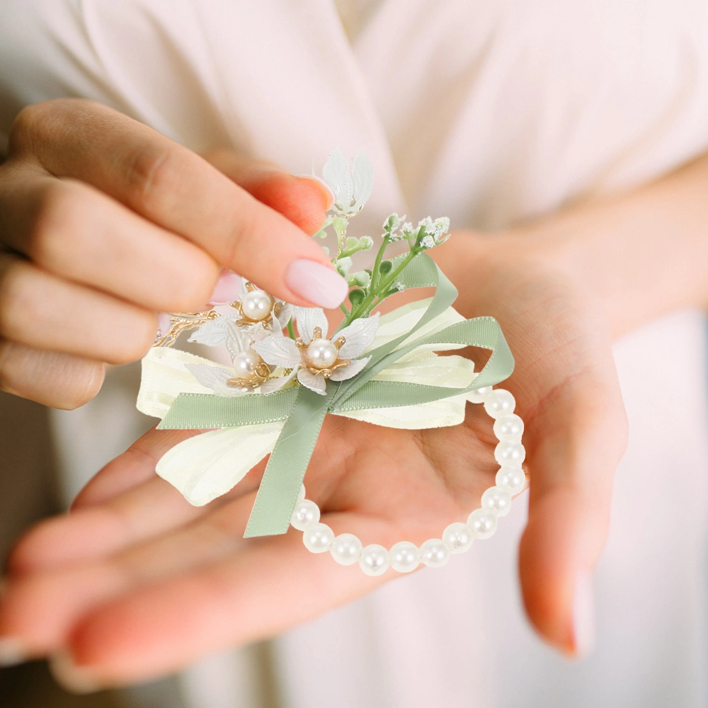 2Pcs Exquisite Wedding Bride Corsages Flower Wristband Wedding Accessories