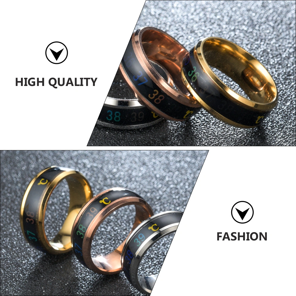 1Pc Fashion Ring Jewelry Intelligent Temperature Display Couple Ring (No.7)
