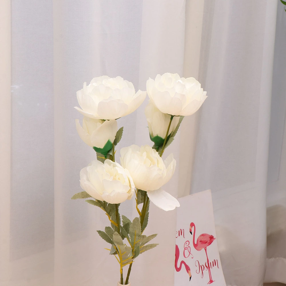 2PCS Artificial Peony Lifelike Flower Ornament Photography Props Simulation Flower Adornment for Home Decoration Shopwindow (White)