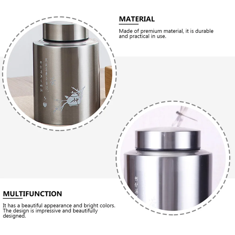 1pc Stainless Steel Tea Canister Tea Packaging Can Tea Storage Jar Gift