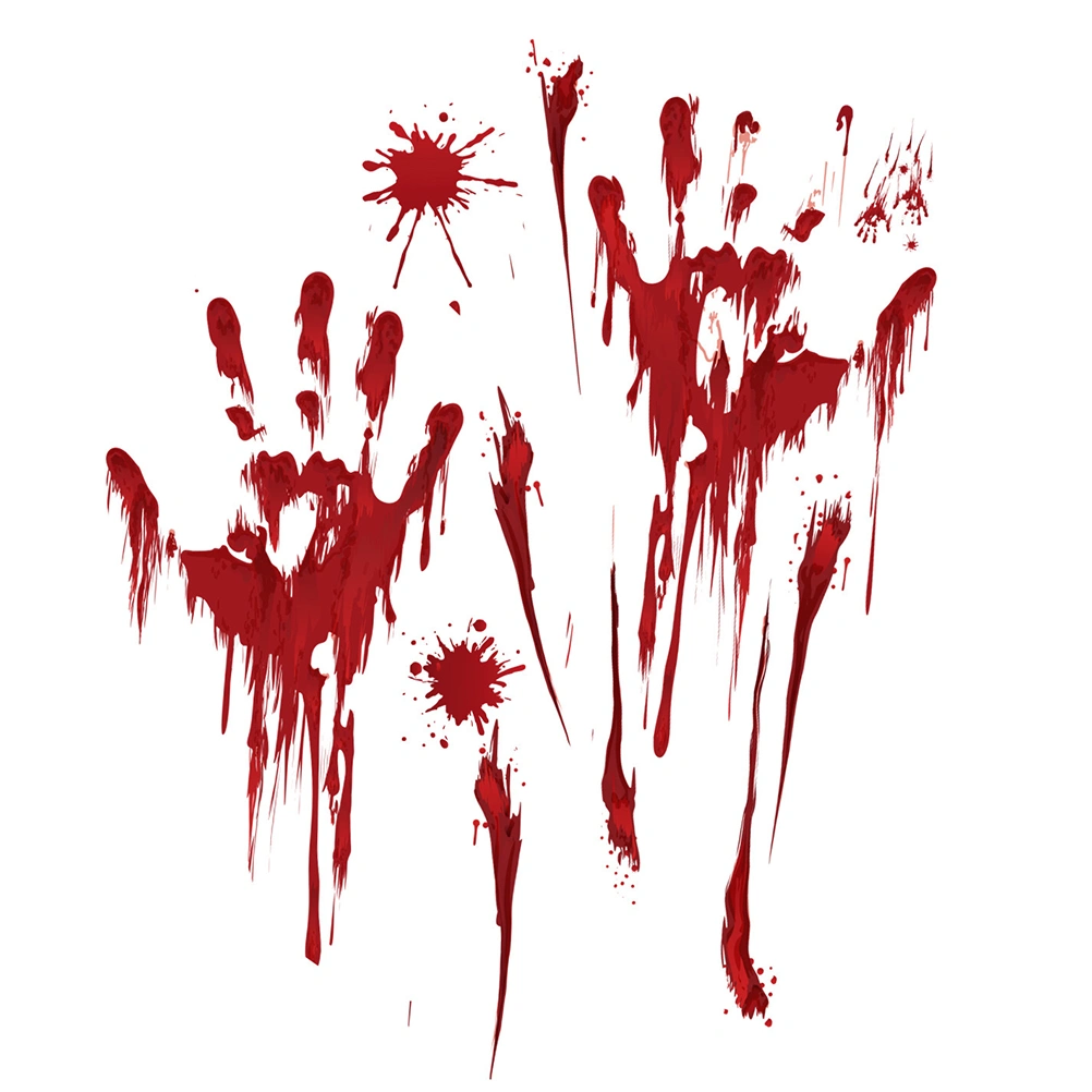 2pcs Halloween Wall Decals Shop Window Stickers Blood Drops Handprint Window Decals for Living Room Bedroom