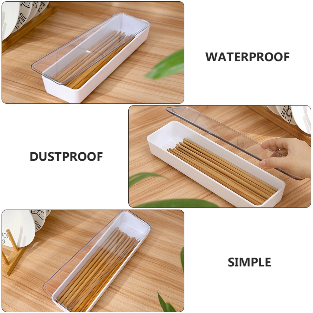 1Pc Chopstick Fork Cutlery Storage Case Plastic Kitchen Storage Box (White)