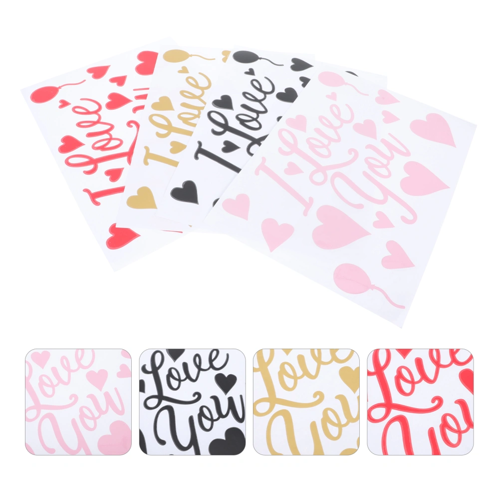 8Pcs Romantic Wedding Balloon Stickers Valentine's Day Themed Balloon Stickers