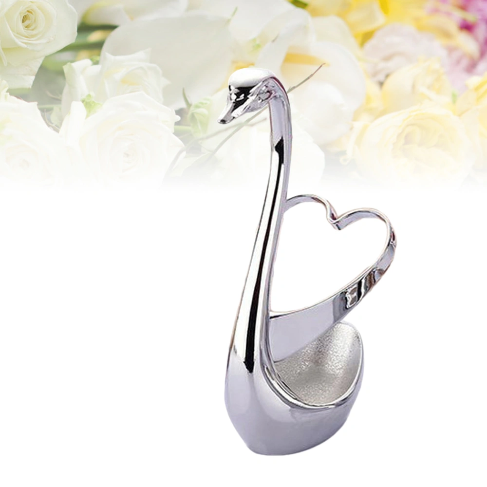 Zinc Alloy Forks Spoons Tableware Stand Holder Swan Shaped Salad Dessert Forks Ladles Base Holder (Swan with Heart Shape)