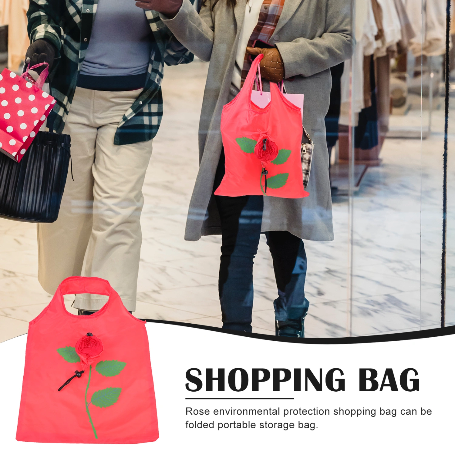 2pcs Shopping Bags Stereo Rose Flower Storage Bag Rose Design Bags Handbag