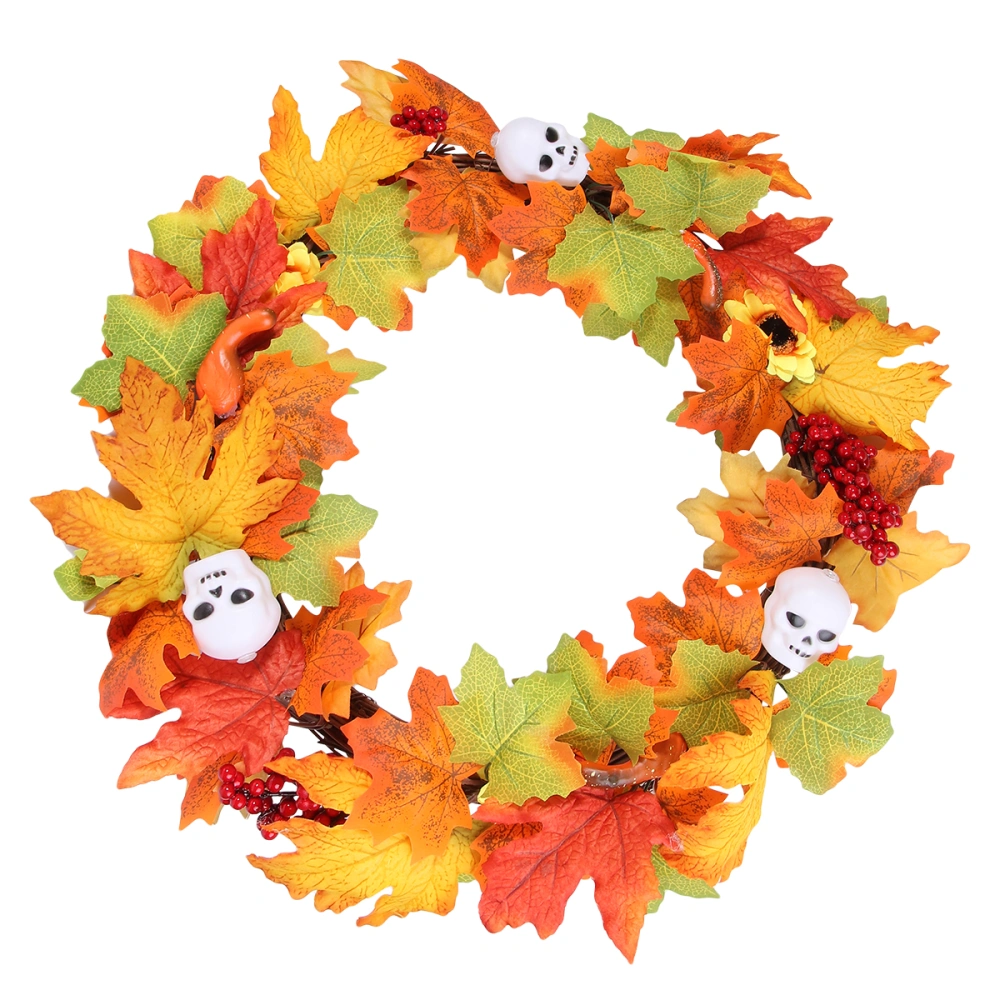 1Pc Skull Shaped Garland Halloween Wreath for Party Orange