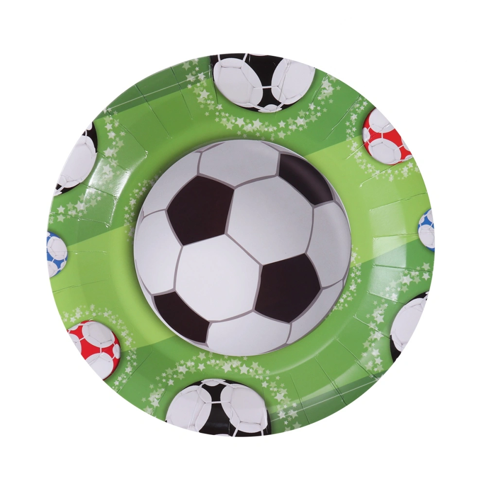 6pcs 7-inch Soccer Party Supplies Sports Themed Paper Plates Disposable Cake Dessert Dishes for Game Birthday