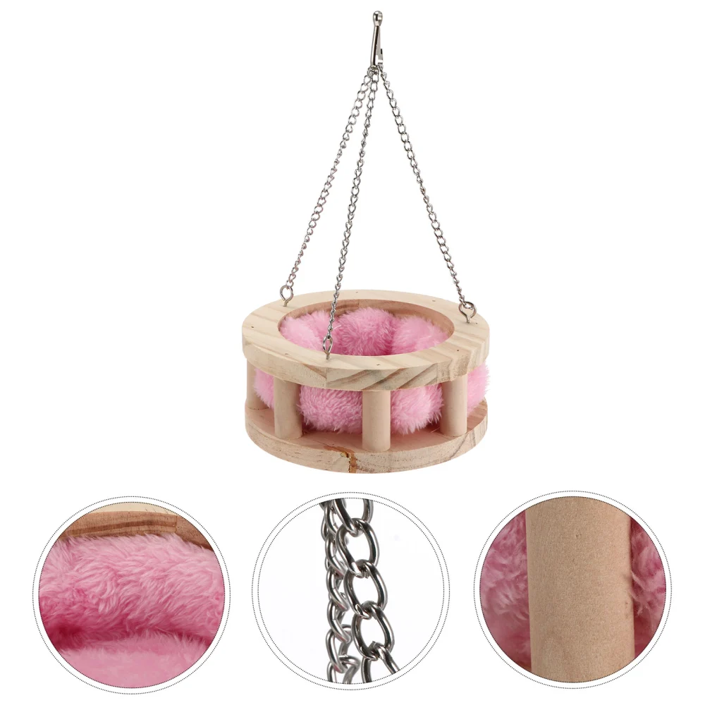 1 Set of Wooden Hamster Hammock Squirrel Hanging Nest Small Pet Sleeping Bed