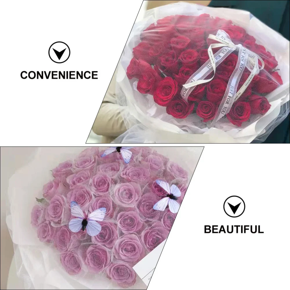 Decorative Bouquet Packaging Gauze Flower Wrapping Yarn for Festival (White)