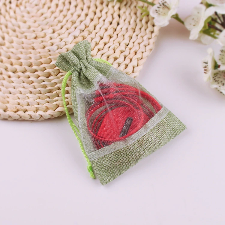 10 pcs Clear Window Storage Bag Small Organizer Bag Jewelry Storage Pouch Drawstring Bags