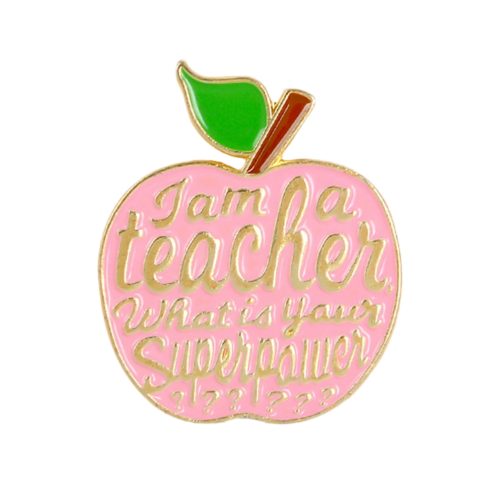 Creative Teacher's Day Brooch Gift Apple Shaped Clothes Pin Fashion Corsage Adorable Breastpin for Teacher (2543 Pink)