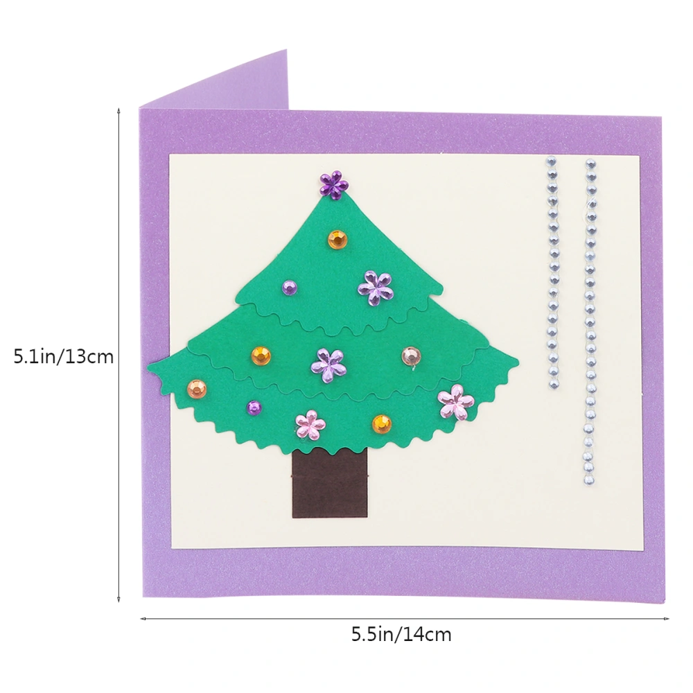 3pcs DIY Diamond Christmas Tree Cards Christmas Paper Greeting (White)