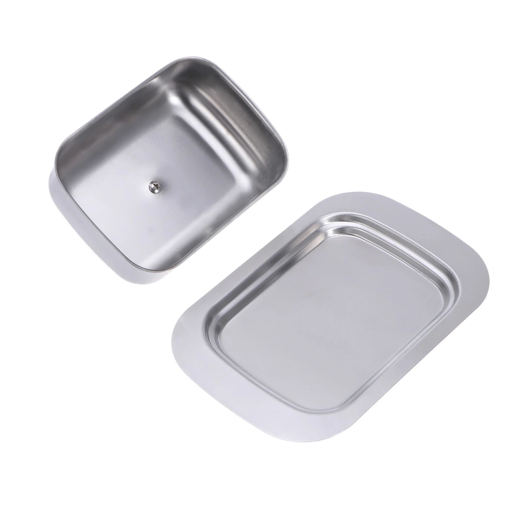 Stainless Steel Butter Dish Pastry Plate Serving Tray with Lid Kitchen Cheese Holder