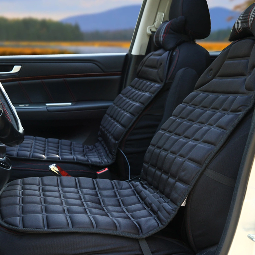 Automatic Heated Car Seat Cushion Temperature Control Seat Pad Car Seat Heater Heated Seat Cover (Black Grid)