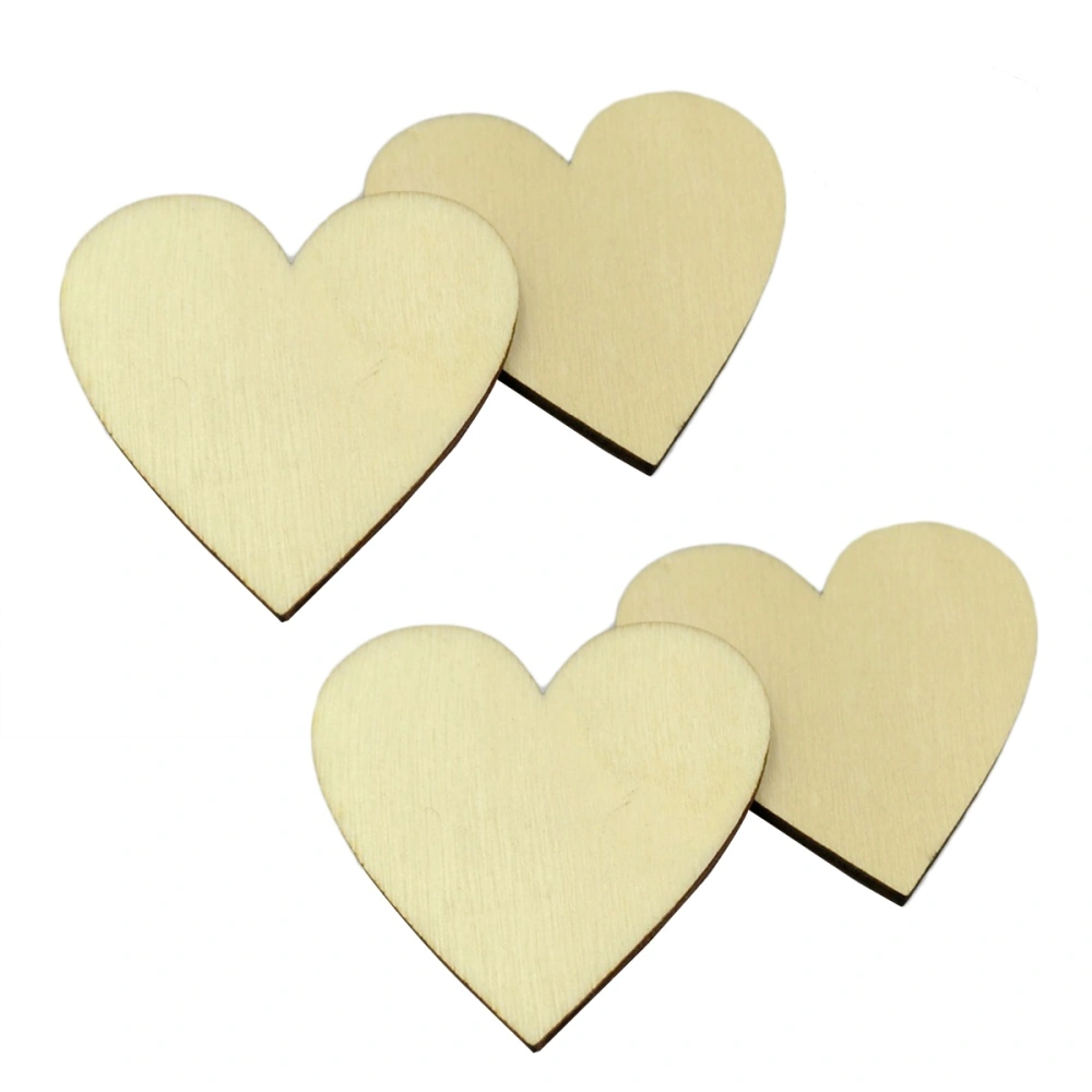 50pcs Wooden Hearts Slices Embellishments for Scrapbooking Wedding Crafts - 4CM