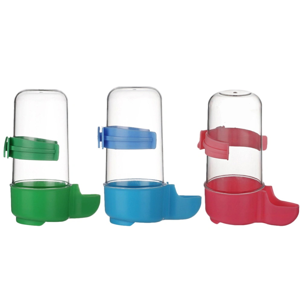 3pcs Parrot Drinker Feeder Bird Cage Automatic Drinking Water Feeder Bottle Parrot Water Feeder Bowl Bird Cage Water Drinker for Parrot Use (Red Blue Green)