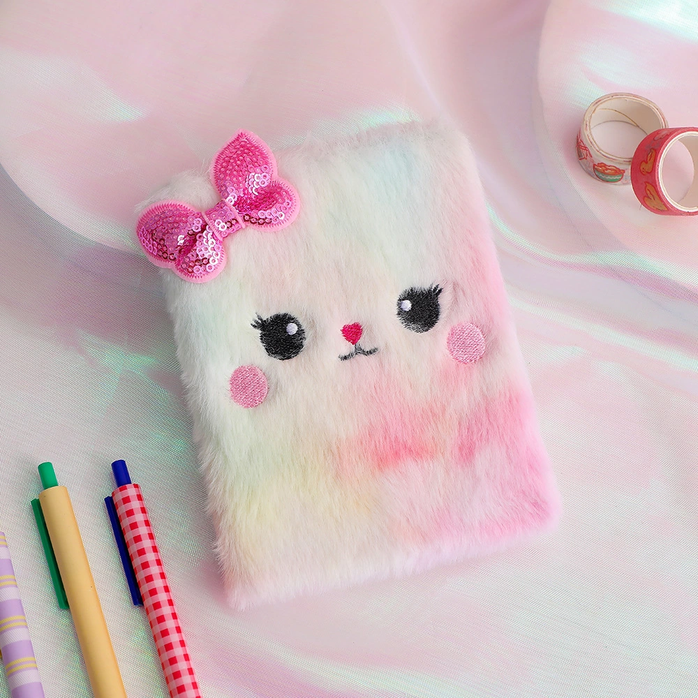 Fluffy Writing Book Cartoon Plush Cover Note Book Cat Shaped Girl Notebook Girl Supply