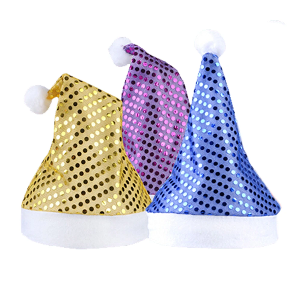 Glittering Sequin Santa Claus Hat Adult Christmas Head Decoration (Purple)