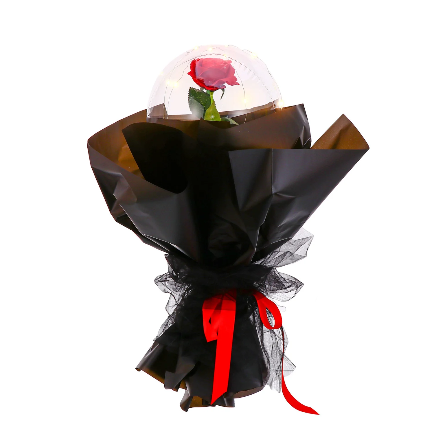 Valentine's Day Gift Luminous Rose Flower Balloon with Lights Dome Desktop Decor