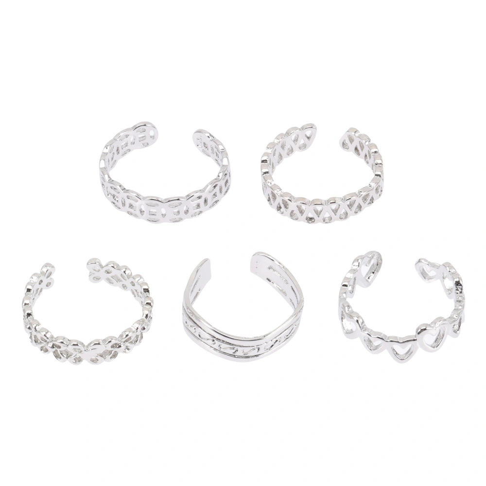 5pcs Adjustable Toe Ring Sexy Foot Ring Decorative Women Toe Accessory