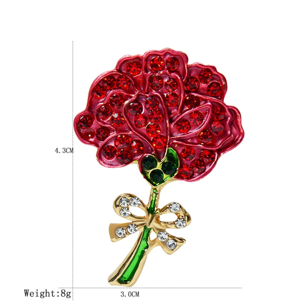 Fashion Elegant Carnation Flower Brooches Rhinestone Brooch Pin Breastpin Jewelry Accessories Gift for Mother's Day Women Girls (X2194)