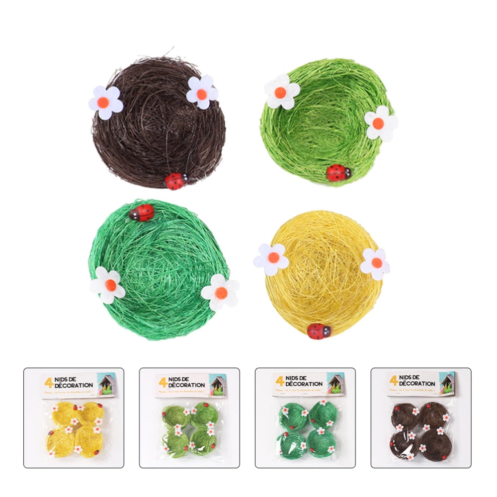 16Pcs Artificial Bird Nest Bird House Easter Basket Party Decor (Random Color)