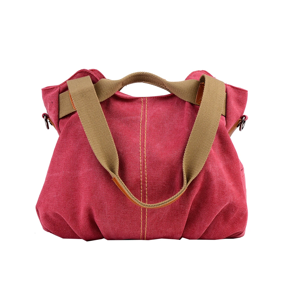 Pink Retro Fashion Fashion Solid Color Canvas Bag Shoulder Bag Simple Handbag Casual Shopping Bag