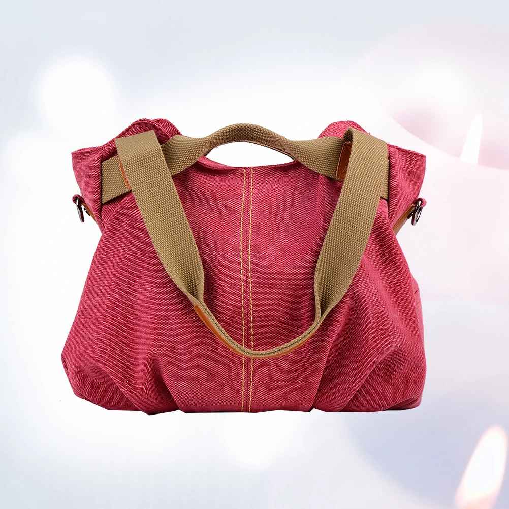 Pink Retro Fashion Fashion Solid Color Canvas Bag Shoulder Bag Simple Handbag Casual Shopping Bag