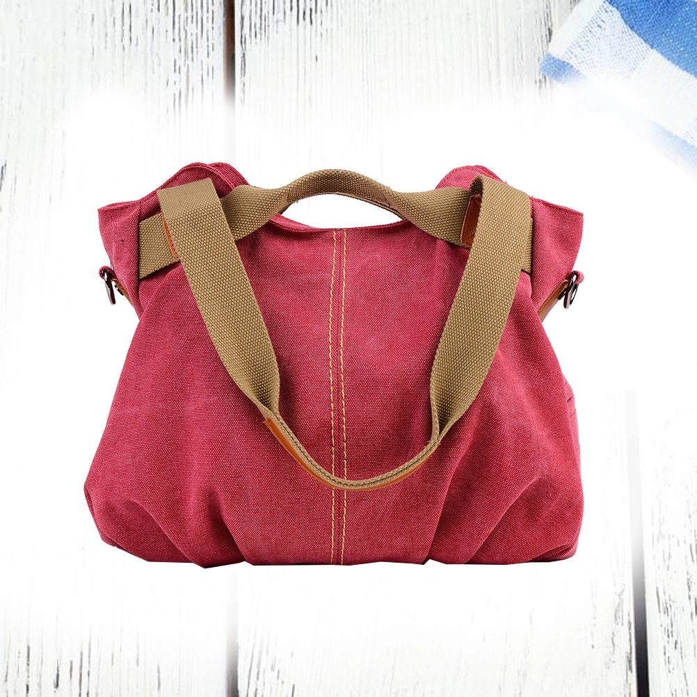 Pink Retro Fashion Fashion Solid Color Canvas Bag Shoulder Bag Simple Handbag Casual Shopping Bag