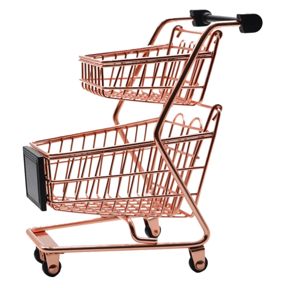 Mini Shopping Cart Metal Shopping Cart Toy Mini Trolley Toy Desktop Decor