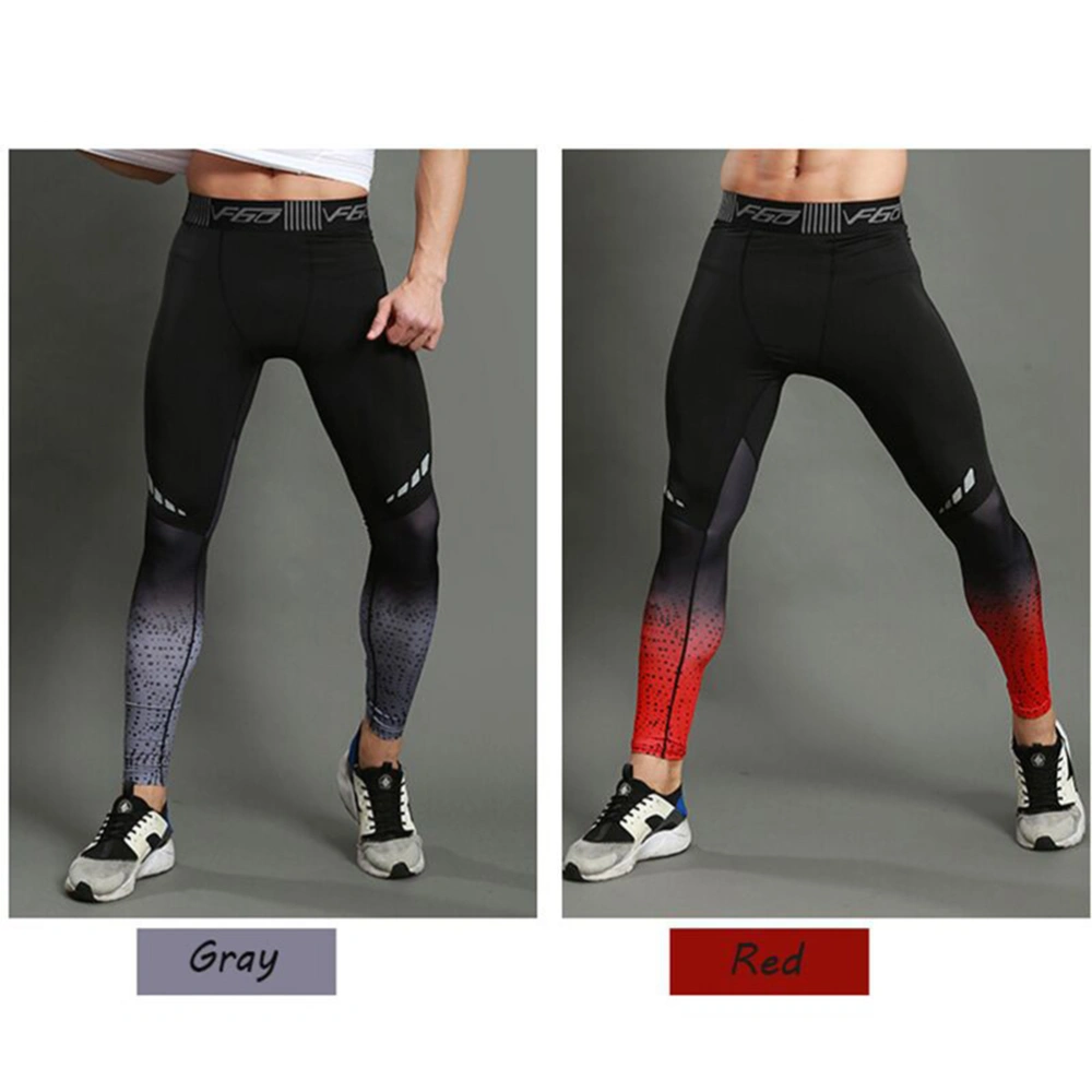 Men Compression Sports Pants Yoga Leggings Tights Running Trousers for Gym Workout - S (Red)