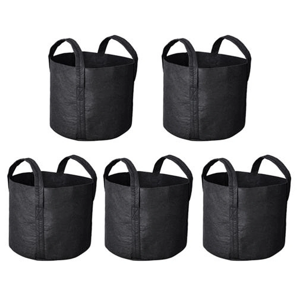 5PCS Felt Planting Bag Breathable Plants Growing Bag Portable Garden Bag Professional Gardening Plants Bag Durable Plants Cultivation Container for Home Outdoor Park Garden Black