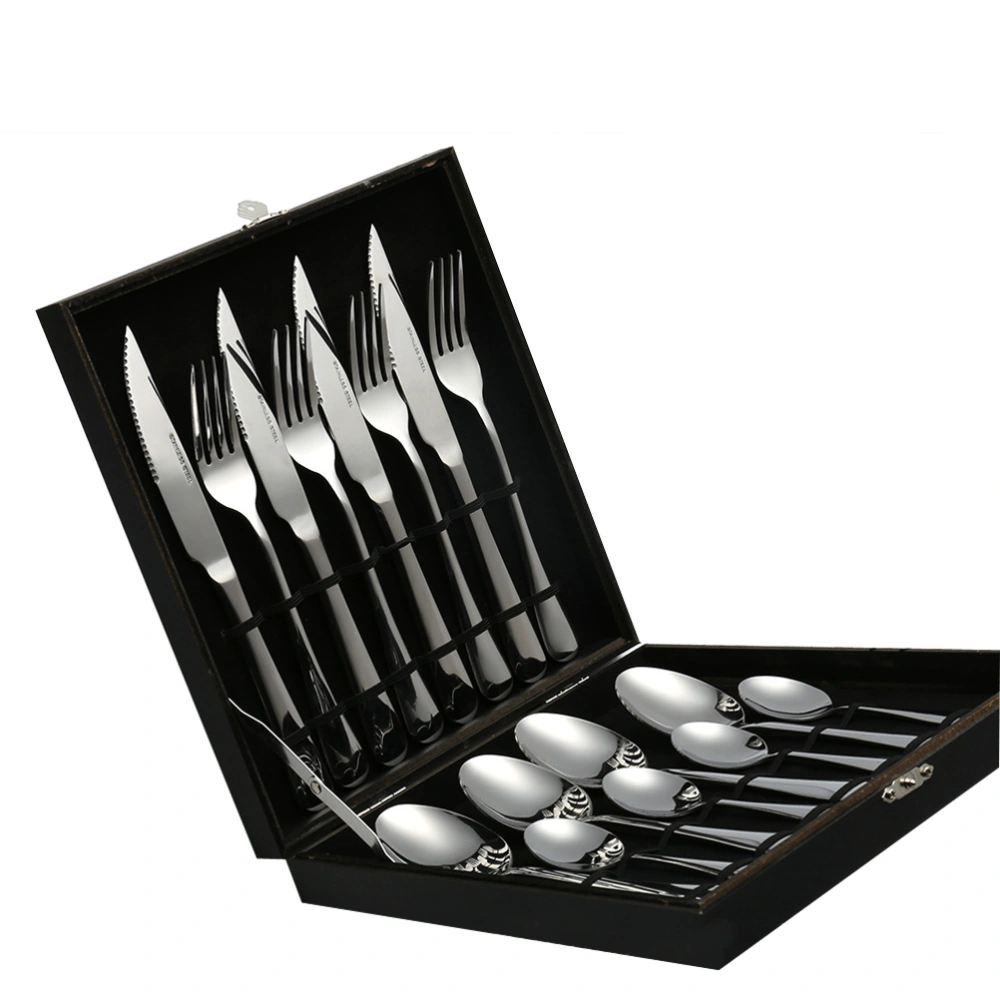 16pcs Stainless Steel Flatware Silverware Tableware Cutlery Set Include Fork Spoon Tea Spoon