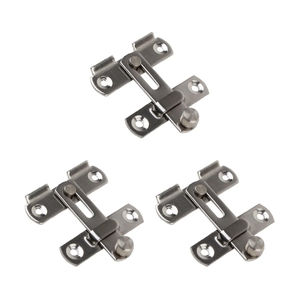 3pcs Stainless Steel Door Latch Small Size Durable Simple Metal Safety Bolt for Home (Silver)